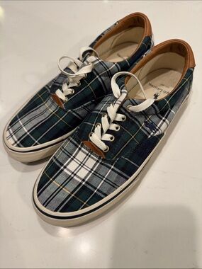 Polo Ralph Lauren Gordon Plaid Canvas Sneakers with Tan Trim